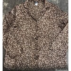 George Silky Pajamas Women’s Medium Leopard Print PJ Set 2pc